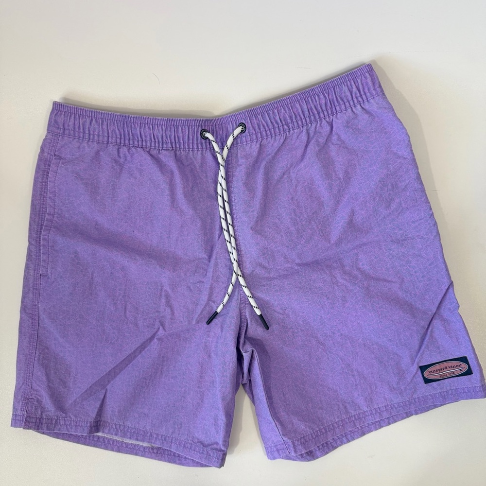 Vineyard Vines Purple Patterned Swim Trunks Size Medium